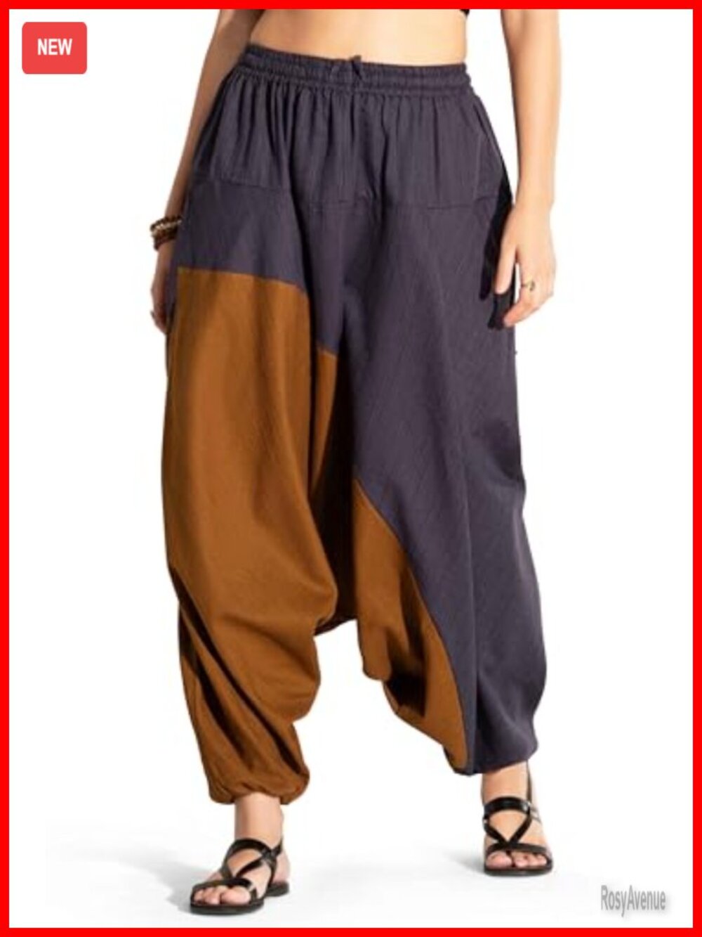 Boho Wide Leg Yoga Pants with Pockets Cotton Loose Flowy Lounge Harem